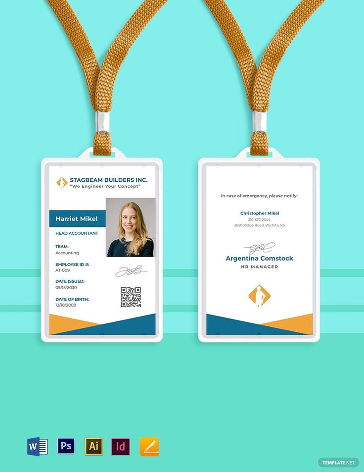Building Contractor ID Card Template [Free JPG] - Illustrator, Word