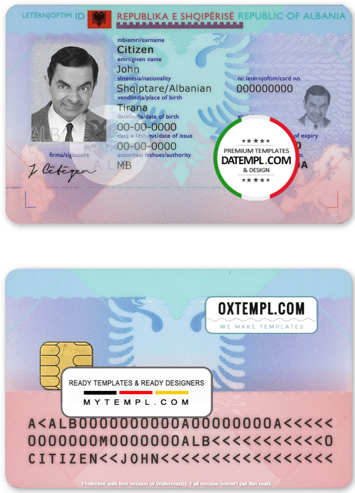 Albania ID template in PSD format – Datempl - templates with design